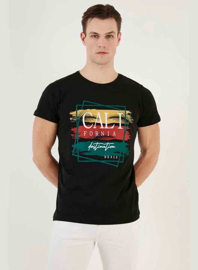 بوراتي تيشيرت رجالي قطن بياقة دائرية بقصة ضيقة من بوراتي